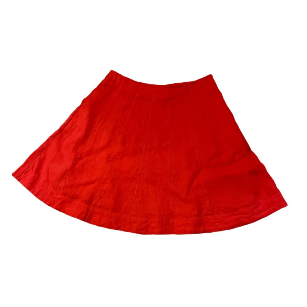 Boden Women Skirt 100% Linen Full Circle Skirt Swing Skater Red 6R
